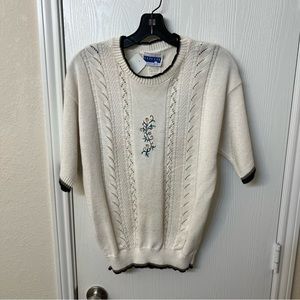 Cape Cod Sportswear Vintage Short-Sleeve White Acrylic Sweater Women's Size L